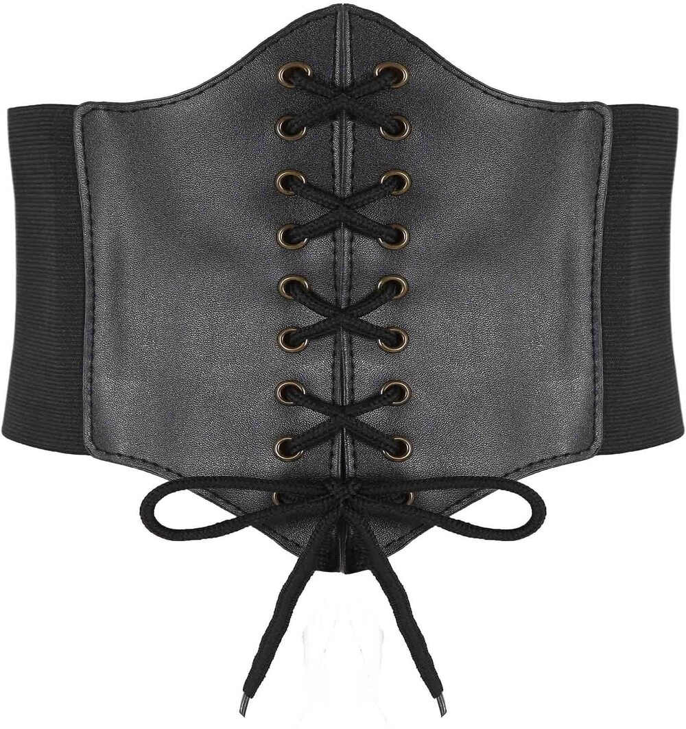 1042 Corsets Belt Tops Leather Vest Pirate Halloween Costume Lace Up Waist